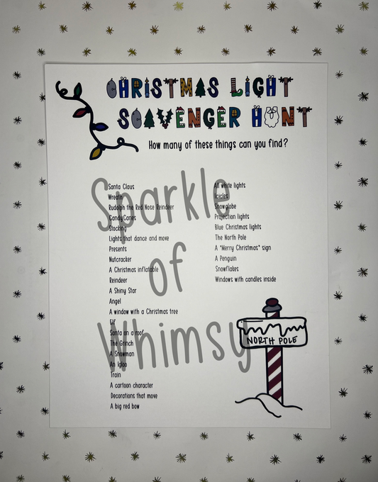 Christmas Light Scavenger Hunt - Digital Download